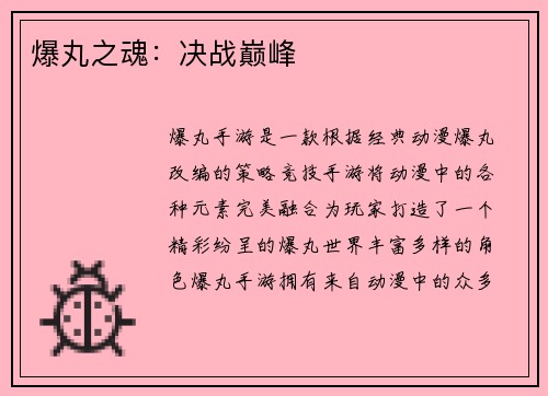 爆丸之魂：决战巅峰